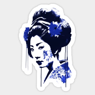 Blue geisha modern art style Sticker